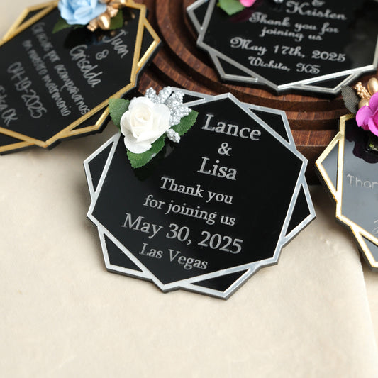 Black Hexagon Wedding Favors Magnet for Guests Bulk - Save the Date Magnet - Wedding Favors and Party Magnets - Pack of 12-1000 - Birthday and Party Magnets