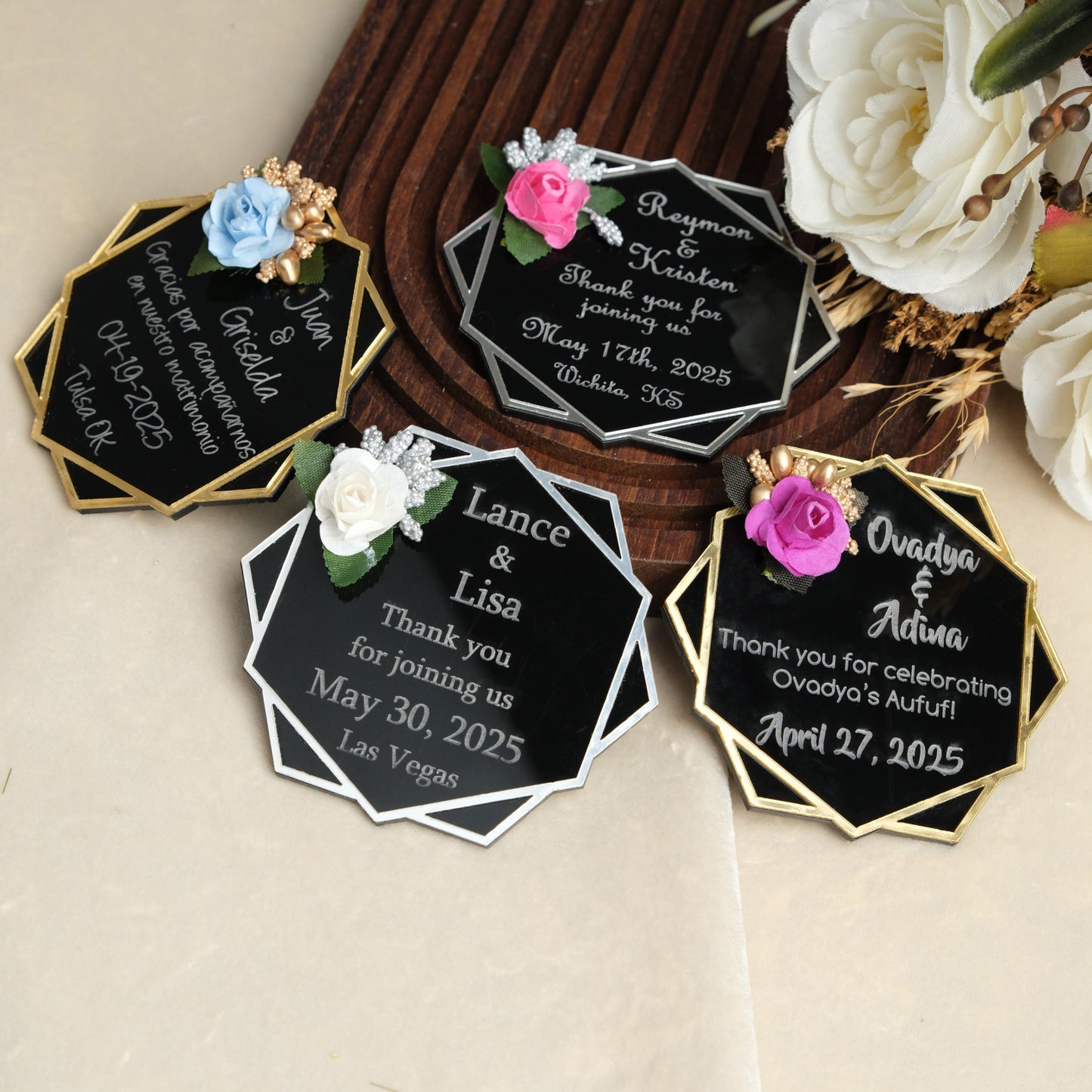 Black Hexagon Wedding Favors Magnet for Guests Bulk - Save the Date Magnet - Wedding Favors and Party Magnets - Pack of 12-1000 - Birthday and Party Magnets