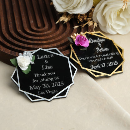 Black Hexagon Wedding Favors Magnet for Guests Bulk - Save the Date Magnet - Wedding Favors and Party Magnets - Pack of 12-1000 - Birthday and Party Magnets