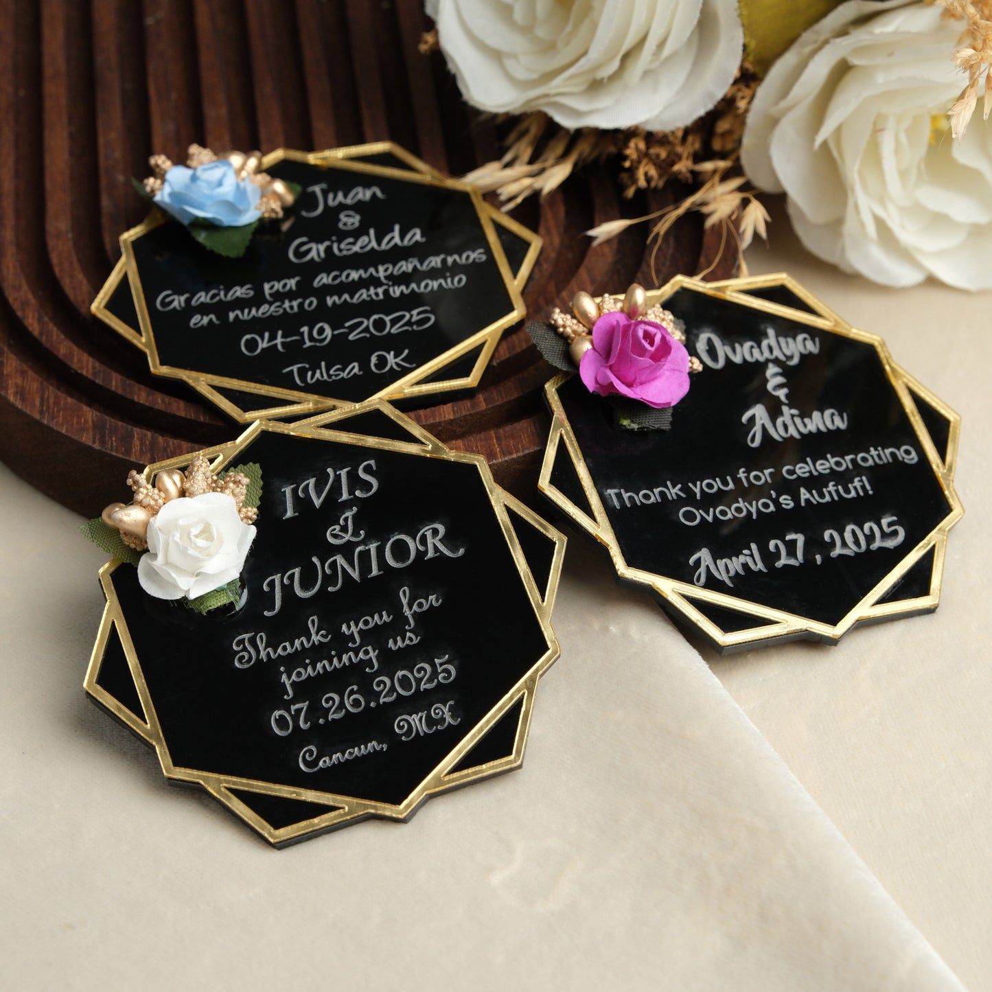 Black Hexagon Wedding Favors Magnet for Guests Bulk - Save the Date Magnet - Wedding Favors and Party Magnets - Pack of 12-1000 - Birthday and Party Magnets
