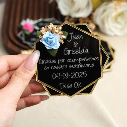 Black Hexagon Wedding Favors Magnet for Guests Bulk - Save the Date Magnet - Wedding Favors and Party Magnets - Pack of 12-1000 - Birthday and Party Magnets