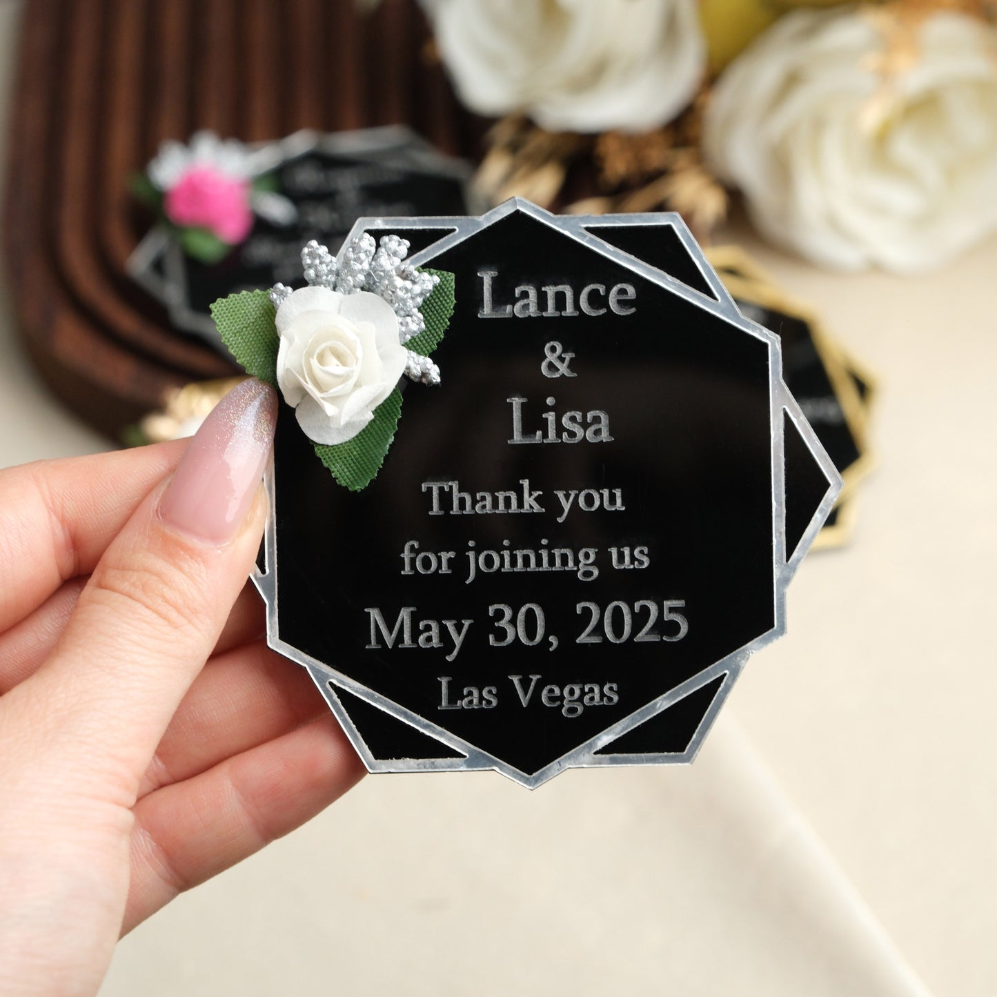 Black Hexagon Wedding Favors Magnet for Guests Bulk - Save the Date Magnet - Wedding Favors and Party Magnets - Pack of 12-1000 - Birthday and Party Magnets
