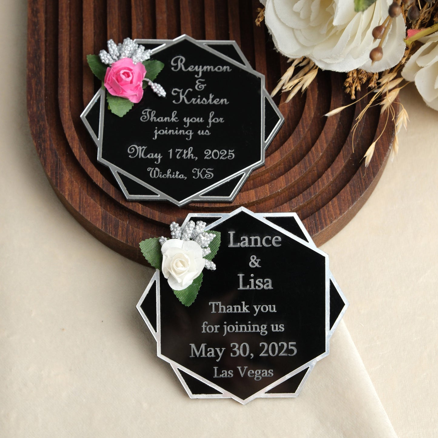 Black Hexagon Wedding Favors Magnet for Guests Bulk - Save the Date Magnet - Wedding Favors and Party Magnets - Pack of 12-1000 - Birthday and Party Magnets