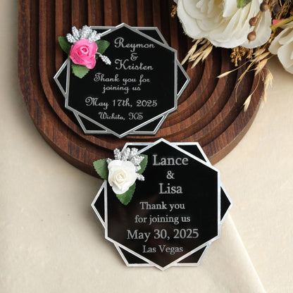 Black Hexagon Wedding Favors Magnet for Guests Bulk - Save the Date Magnet - Wedding Favors and Party Magnets - Pack of 12-1000 - Birthday and Party Magnets