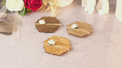 Hexagon Wooden Wedding Favors Magnet for Guests - Party Favors - Pack of 12-1000