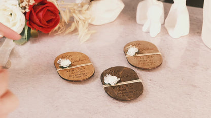 Oval Wooden Wedding Favors Magnet for Guests - Party Favors - Pack of 12-1000