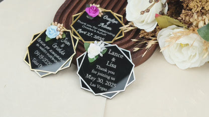 Black Hexagon Wedding Favors Magnet for Guests Bulk - Save the Date Magnet - Wedding Favors and Party Magnets - Pack of 12-1000 - Birthday and Party Magnets