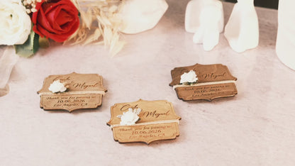 Angular Wooden Wedding Favors Magnet for Guests - Party Favors - Pack of 12-1000